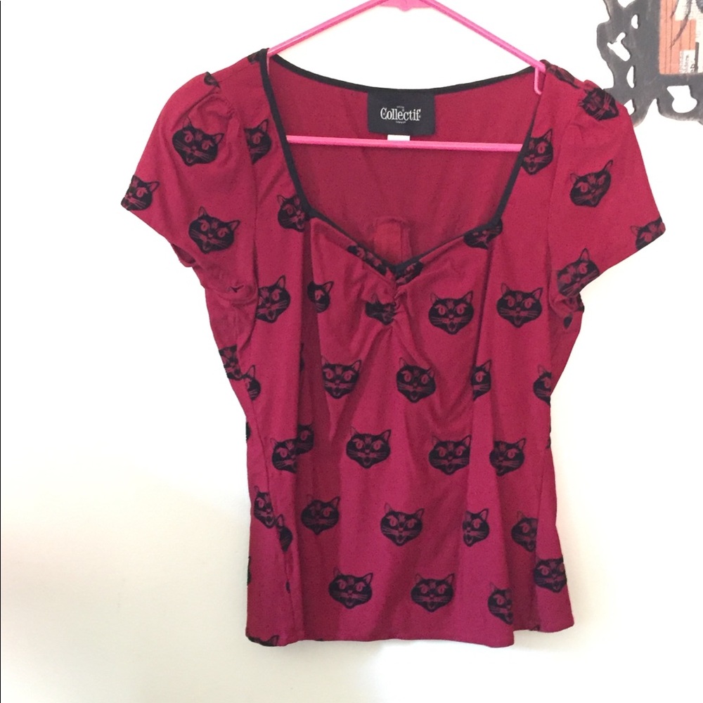 Rockabilly pin up kitty top